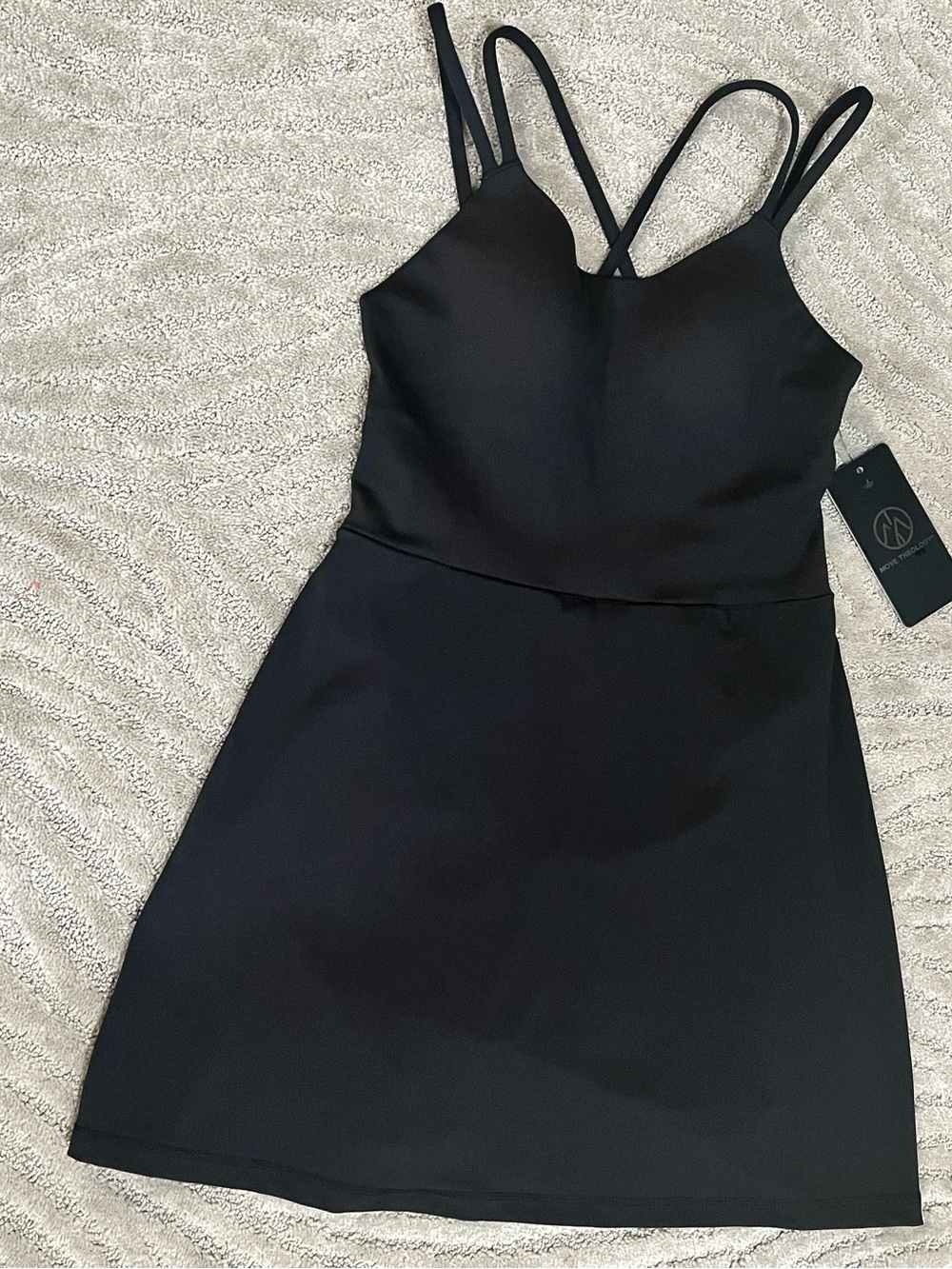 Black NEW Strappy Sexy V-Neck Women's athletic work out Dress with built in bra